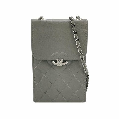 Chanel 牛皮純色字母logo斜背包單肩包