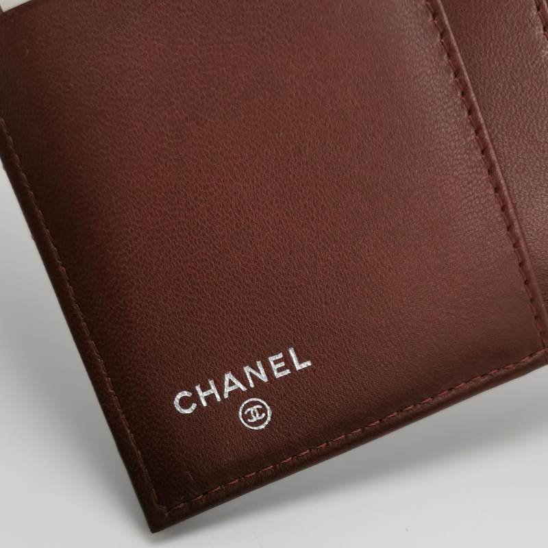 Chanel CC Bag羊皮純色菱格絎縫雙C Logo錢包-6