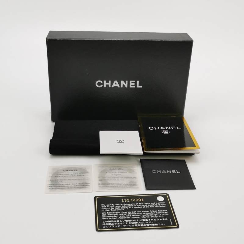 Chanel CC Bag羊皮純色菱格絎縫雙C Logo錢包-7