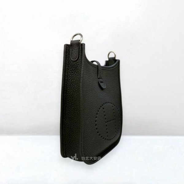A13813-HERMES Mini Evelyne 89黑色TC皮銀釦斜背包H085945CKAD-1