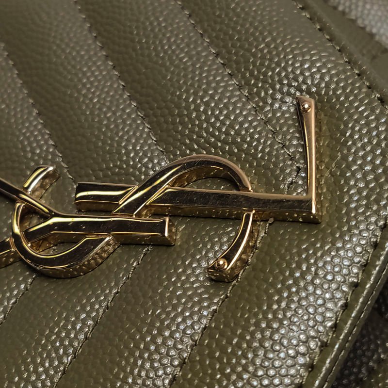 Saint Laurent Envelope牛皮純色YSL標誌斜背包單肩包-10