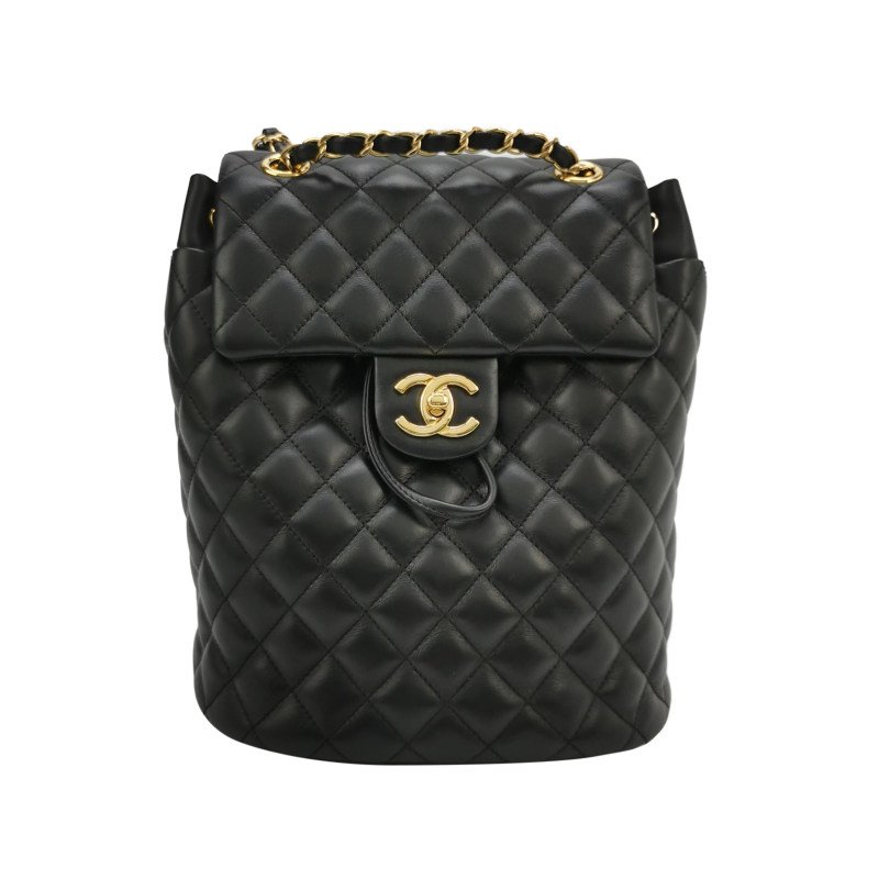 Chanel Urban Spirit牛皮菱格絎縫雙C書包扣雙肩包-0