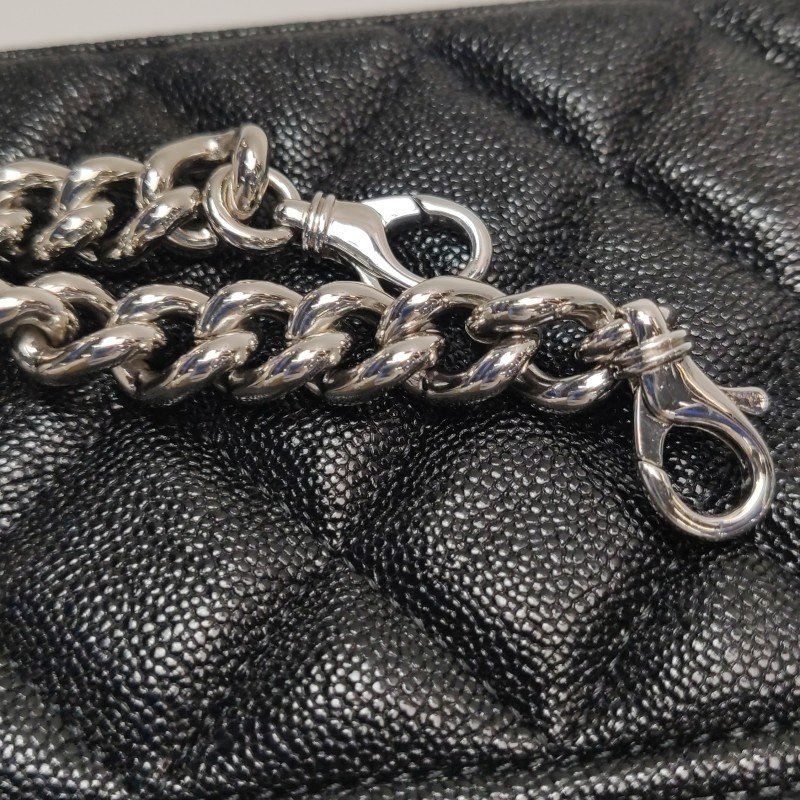 Chanel Boy Bag牛皮菱格絎縫方形雙C鎖扣斜挎包單肩包-11