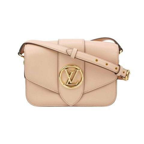 Louis Vuitton (LV) Pont 9中號牛皮純色LV Circle標誌斜背包單肩包晶片款