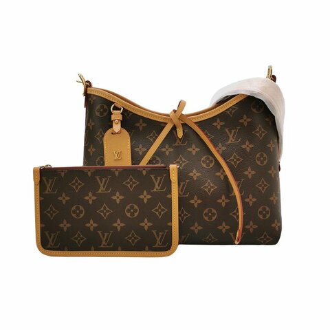 Louis Vuitton (LV) Carry All小號植鞣革Monogram印花子母包肩背包晶片款