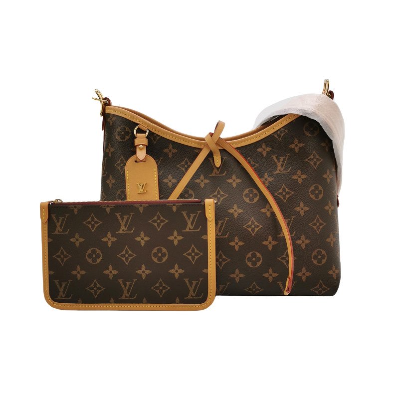 Louis Vuitton (LV) Carry All小號植鞣革Monogram印花子母包肩背包晶片款-0