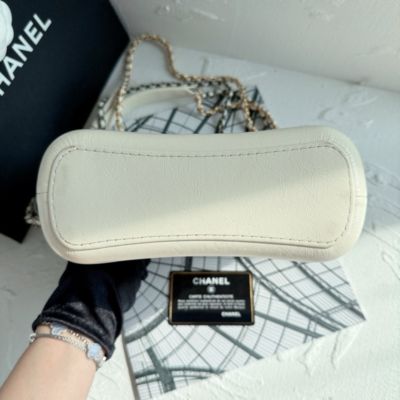 Chanel香奈兒白色編織流浪小號 99新 27開帶卡 原始成色-5