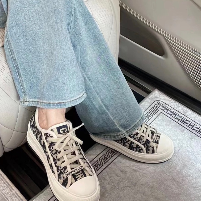 DIOR 迪奧 Walk'n'Dior 刺繡 Oblique印花 板鞋增高帆布鞋-0