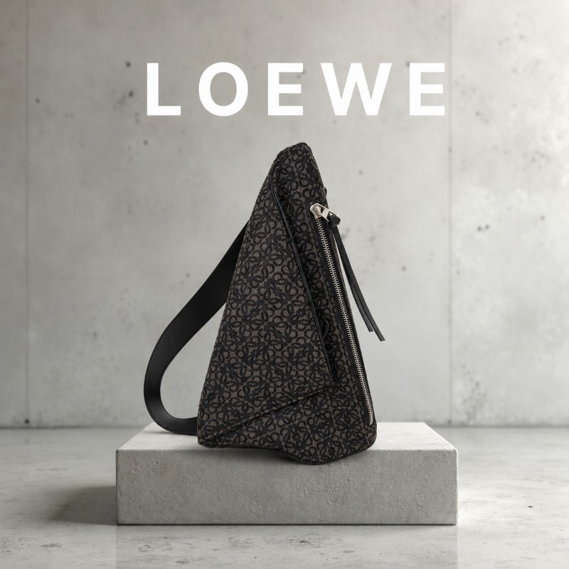 【8成新】㊣✨ LOEWE ✨羅威 （附防塵袋)Anton Sling B511A09X09 三角 刺繡 胸包 單車包 斜跨包/二手包/二手精品🌳二手樹屋🌳-0