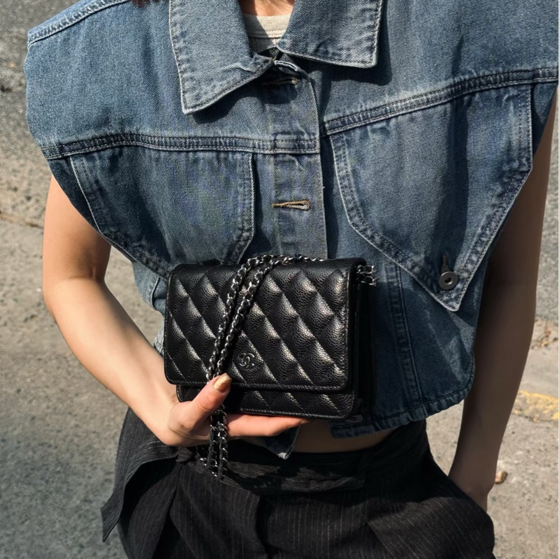 CHANEL香奈兒黑銀荔枝牛皮WOC發財包🤴🏻-1