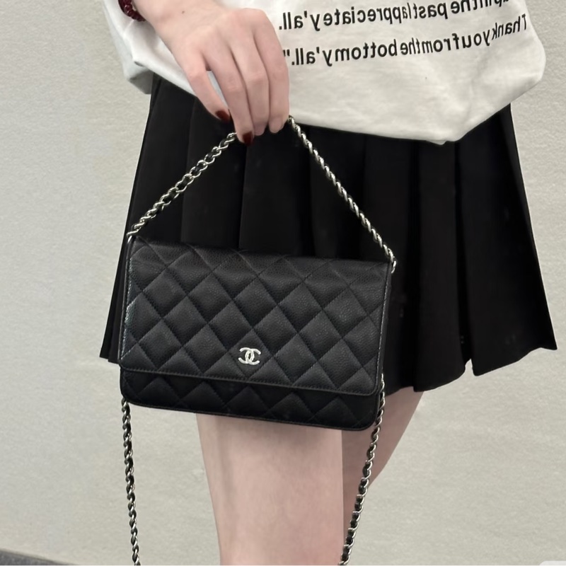 CHANEL香奈兒黑銀荔枝牛皮WOC發財包🤴🏻-6