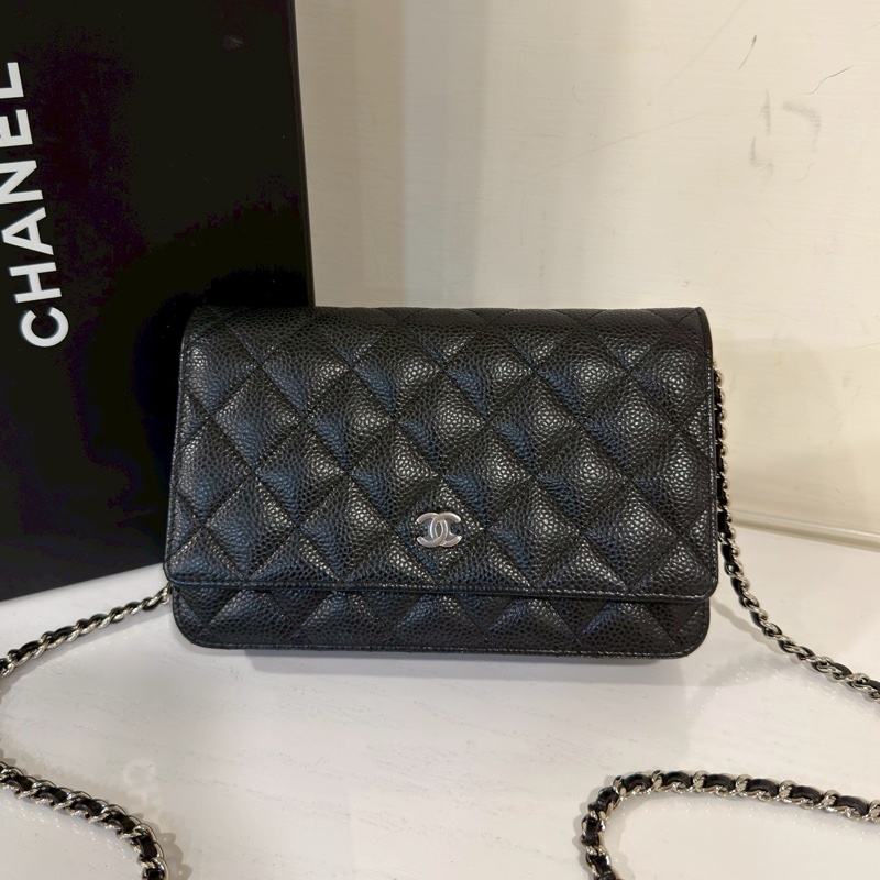 CHANEL香奈兒黑銀荔枝牛皮WOC發財包🤴🏻-12
