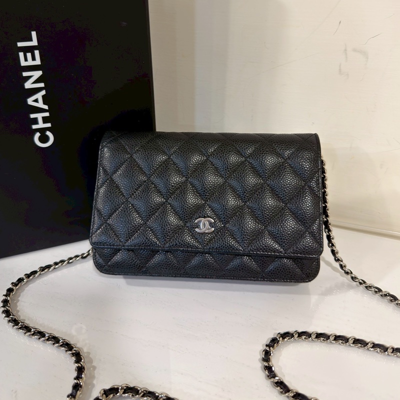 CHANEL香奈兒黑銀荔枝牛皮WOC發財包🤴🏻-13