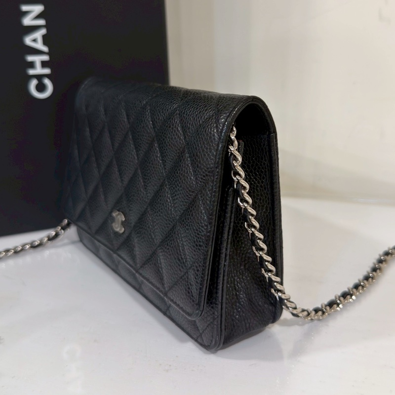 CHANEL香奈兒黑銀荔枝牛皮WOC發財包🤴🏻-15
