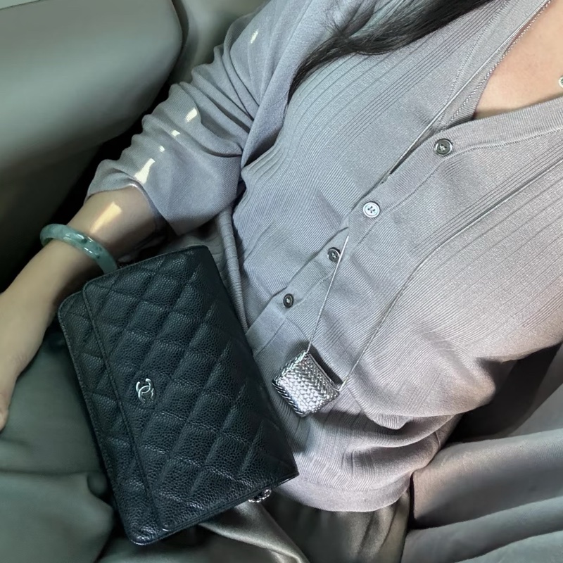 CHANEL香奈兒黑銀荔枝牛皮WOC發財包🤴🏻-24
