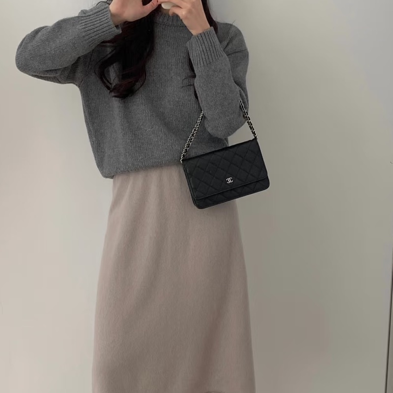 CHANEL香奈兒黑銀荔枝牛皮WOC發財包🤴🏻-36