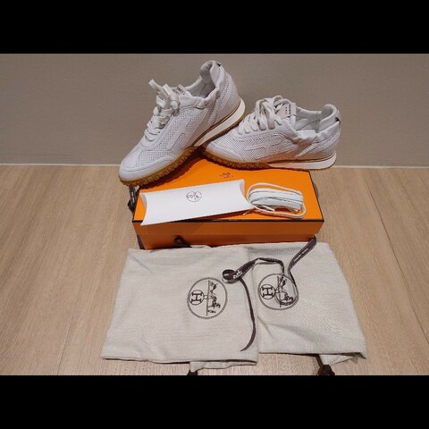 「熱賣-全台缺貨/全新品」Hermes Jet運動鞋/全皮/小白鞋 鞋碼37.5