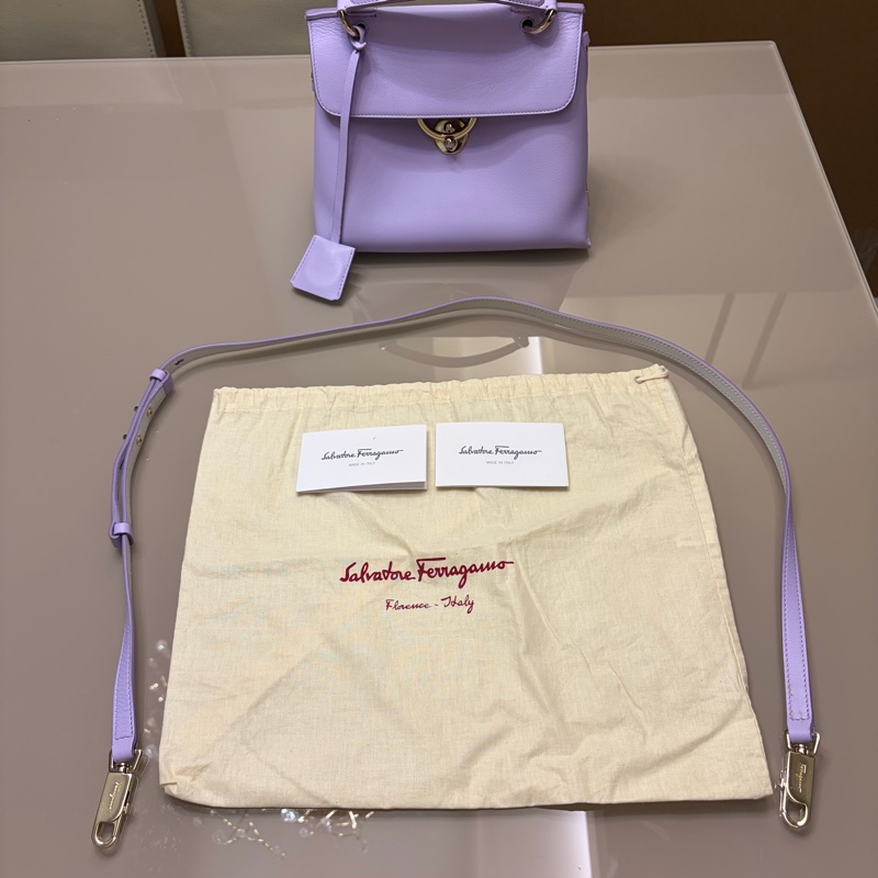 Ferragamo 薰衣草紫手提肩背兩斜背包-0