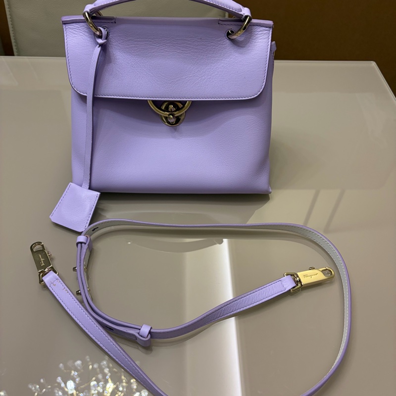 Ferragamo 薰衣草紫手提肩背兩斜背包-6