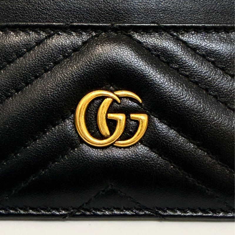 Gucci 黑Marmont 霧金釦4卡卡片套-5