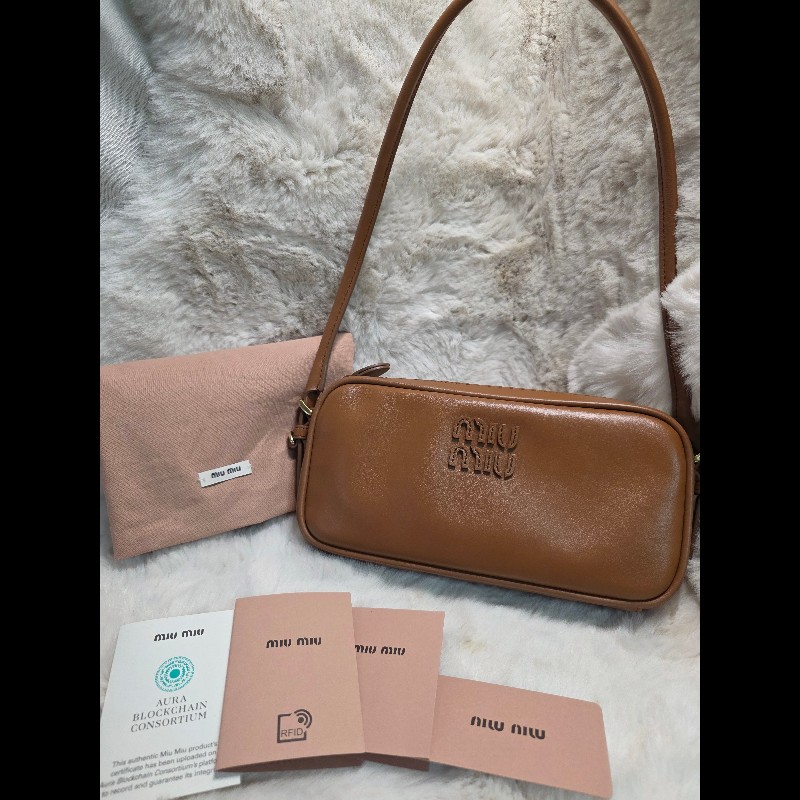 Miu Miu Arcadie / Leather Shoulder Bag 皮革肩背包 棕色 美拉德色系-0