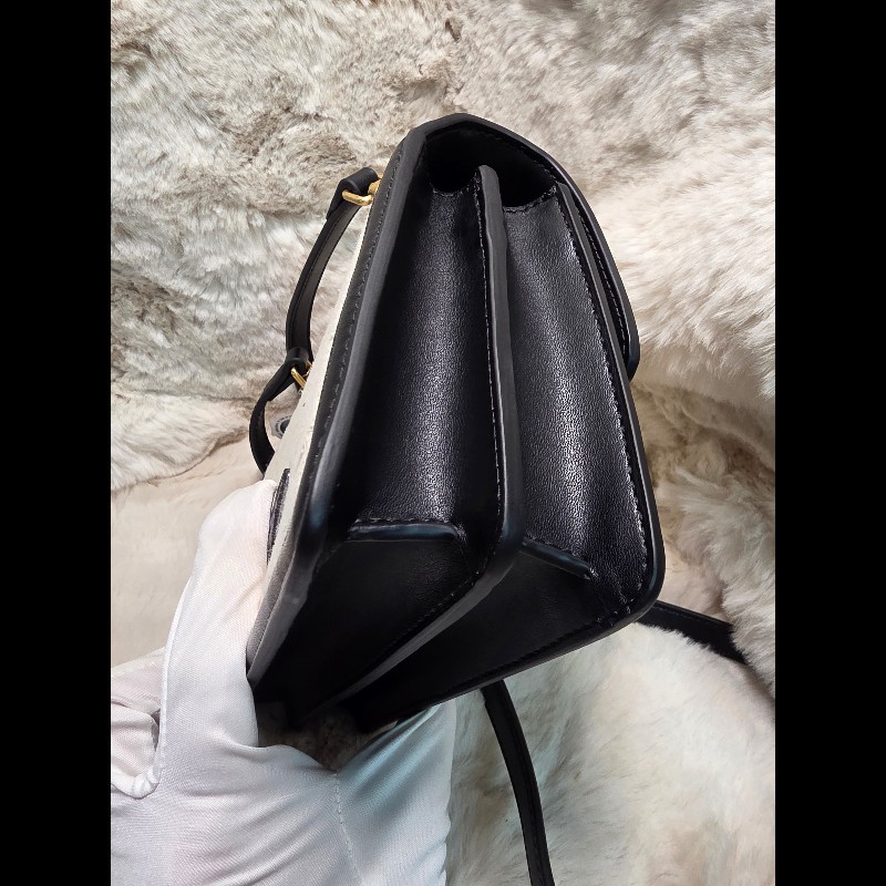 PINKO 義大利經典燕子包 帆布緹花 黑白 側背包 肩背包-8