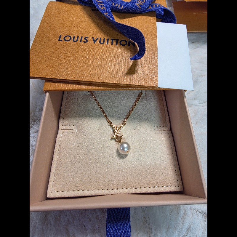 全新 全配 含購證 法國購入 LV Louis Vuitton 珍珠 項鍊-1