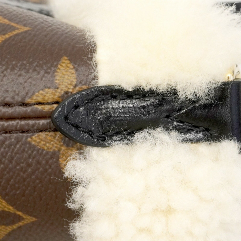 路易威登 Monogram Shearling Neverfull Inside Out BB 手提包 M26315 棕白色兩用包，女士款-4