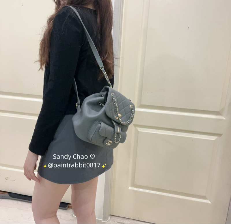 ෆ Chanel Duma灰色小號後背包🈶購證-5