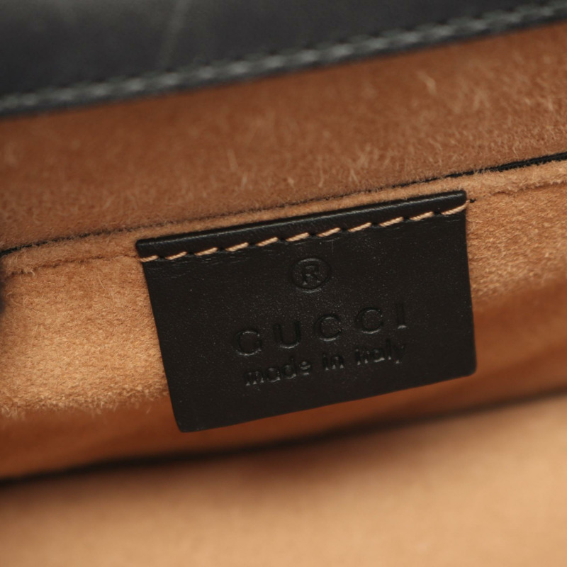 GUCCI Sylvie Web Line 鏈條斜背包 431666 黑色皮革 二手 GG-3