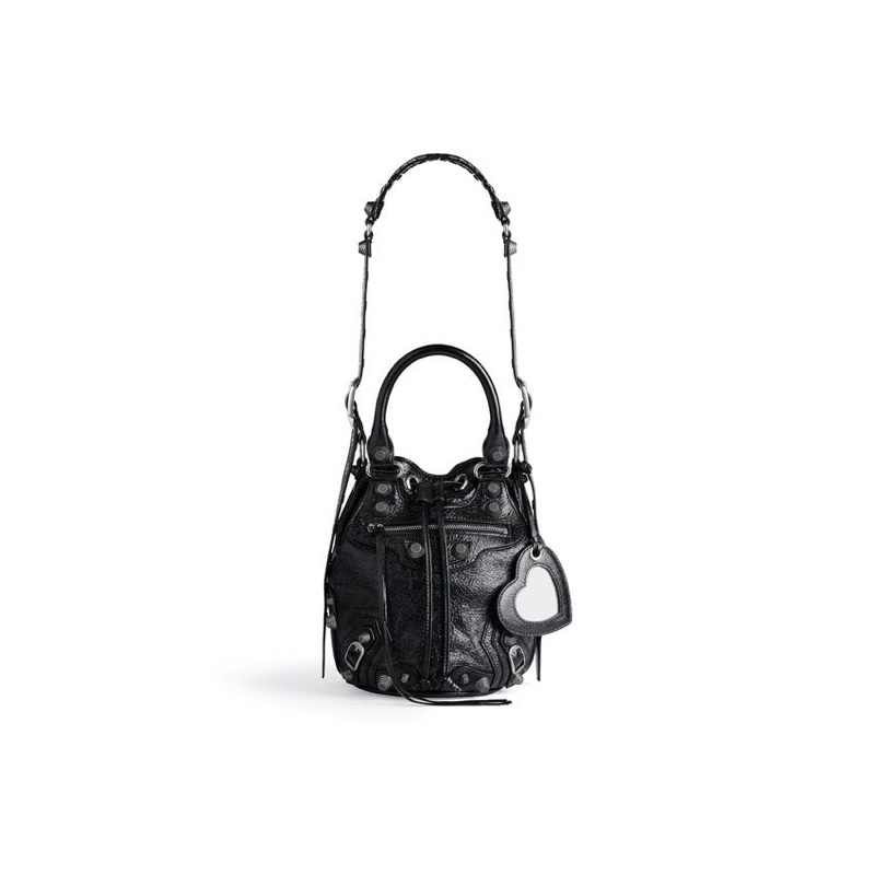 Balenciaga (巴黎世家) 的 Le Cagole XS 系列水桶包 (Arena 羊皮黑色)。-0