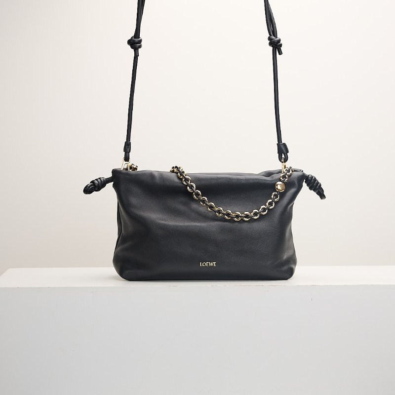 二手Loewe 中號flamenco Purse福袋包/黑-0