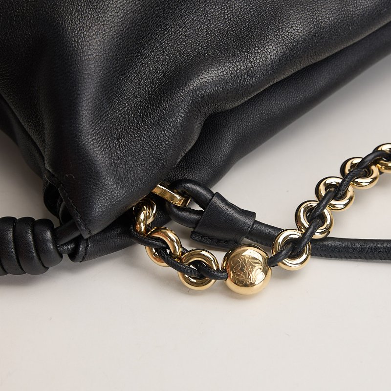 二手Loewe 中號flamenco Purse福袋包/黑-3