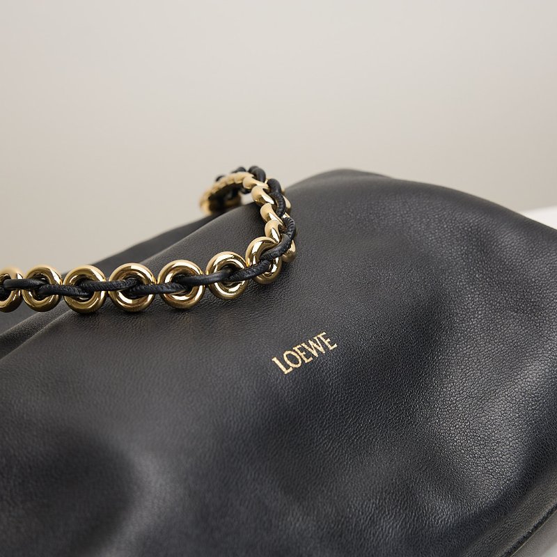 二手Loewe 中號flamenco Purse福袋包/黑-6