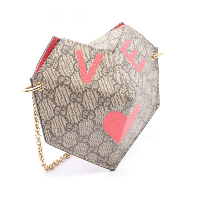 GUCCI Ophidia 小號愛心 GG Supreme 鏈條單肩斜背包 678131 二手-1
