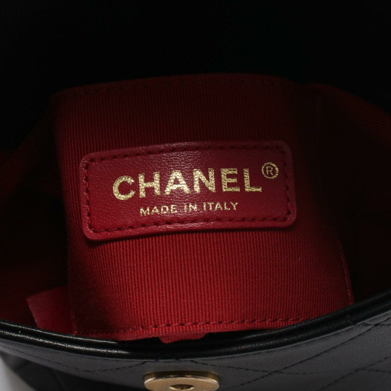 香奈兒 (CHANEL) 絎縫人造珍珠鏈肩背包 AS2503 皮革 黑色 GHW-3