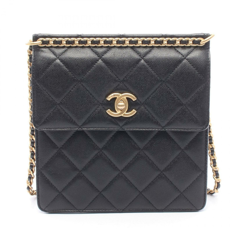香奈兒 (CHANEL) 絎縫雙肩包/背包,鏈條款 AS4189,小牛皮,黑色,二手,金色五金-0