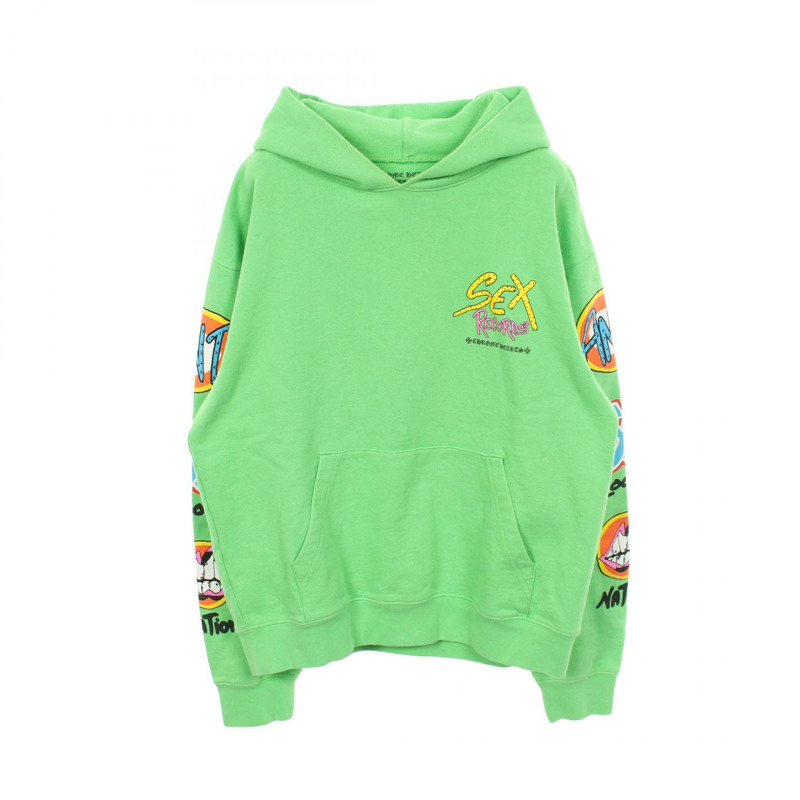 CHROME HEARTS MATTY BOY SEX RECORDS 連帽衫 純棉 綠色 多色 #L 二手 男款-0