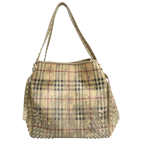 米色 經典格紋 Haymarket  帆布 Canterbury 托特包【BURBERRY 巴寶莉】