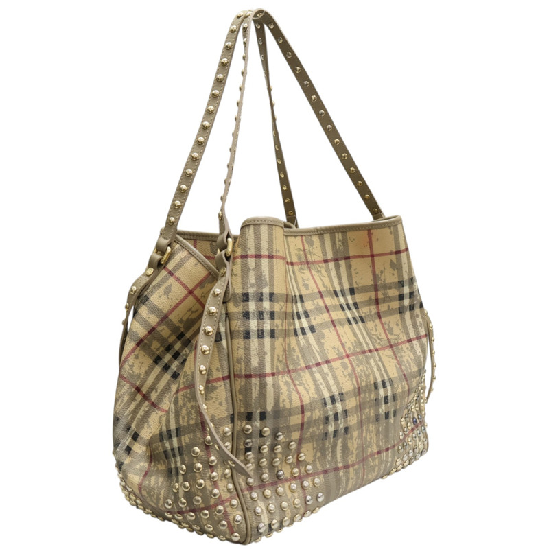 米色 經典格紋 Haymarket  帆布 Canterbury 托特包【BURBERRY 巴寶莉】-1
