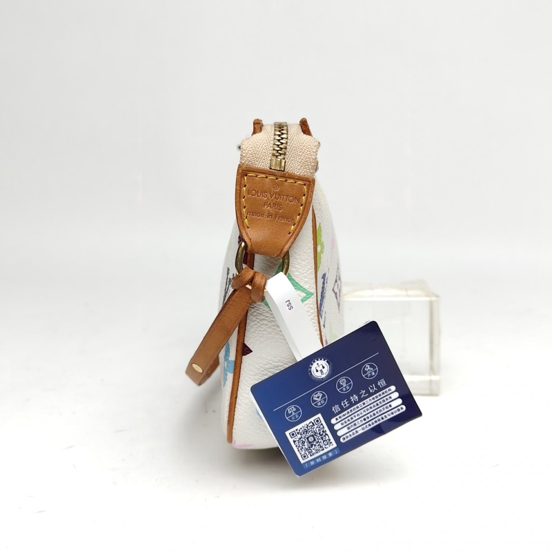 LOUIS VUITTON 中古麻將包白三彩PVC金扣2003-1