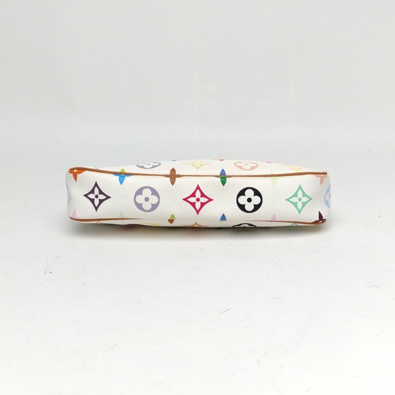 LOUIS VUITTON 中古麻將包白三彩PVC金扣2003-3