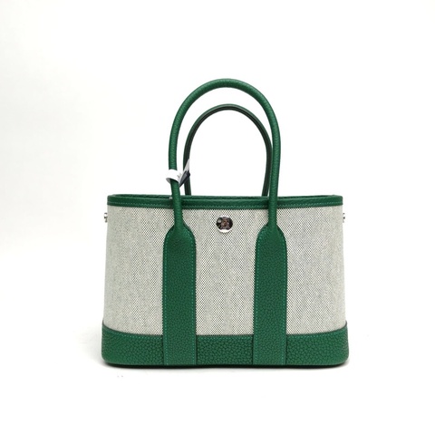 HERMES Mini花園G23NEGONA皮/帆布K2025銀扣寶石綠