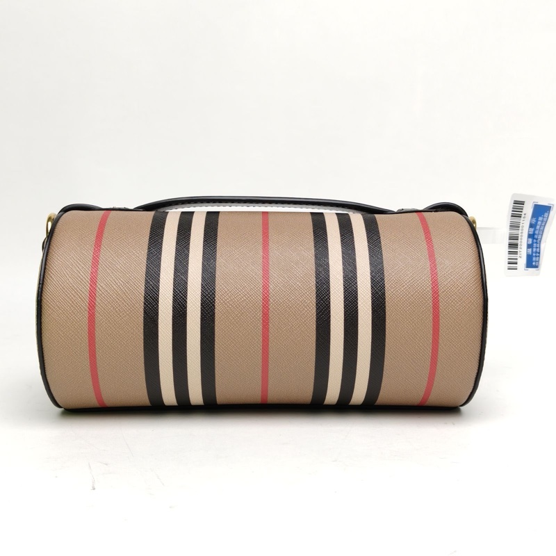 Burberry 巴寶莉格子PVC金扣TheBarrel經典格紋圓筒包-2
