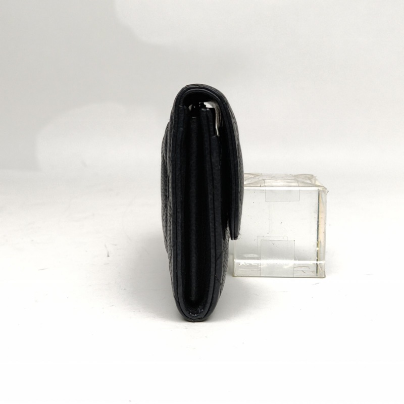 CHANEL CFCF短款口蓋錢包無後拉鏈黑色荔枝牛皮20開-1