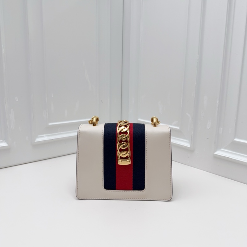 98新Gucci 古驰Sylvie 白色牛皮链条包 -2