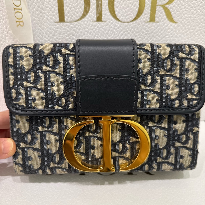 Dior 30 Montaigne藍色老花 CD金扣 斜背包-5