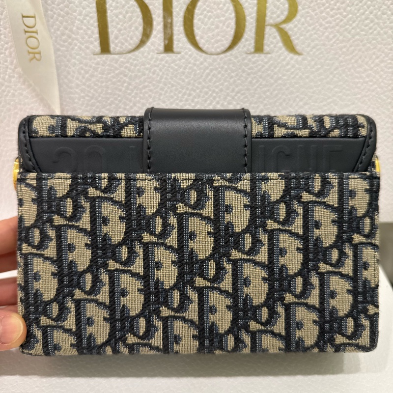 Dior 30 Montaigne藍色老花 CD金扣 斜背包-6