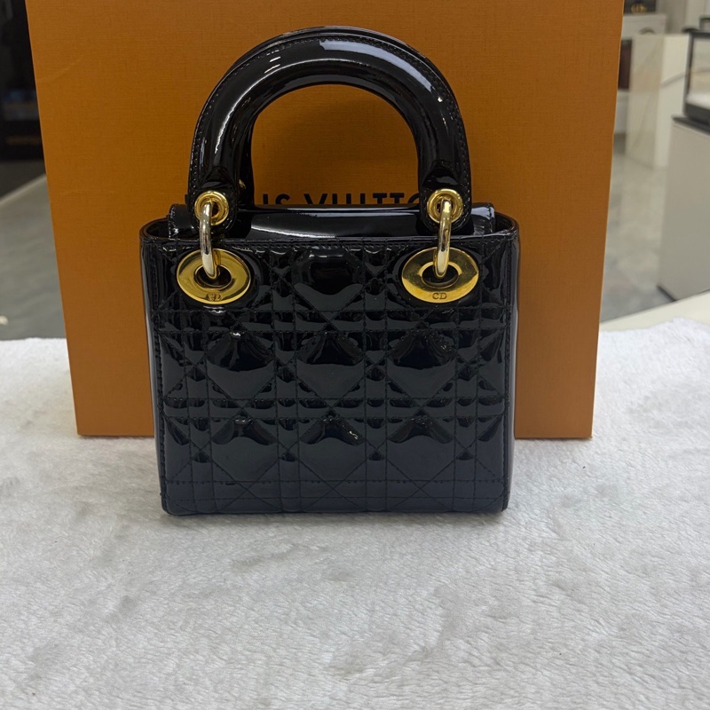 迪奧/Dior  戴妃漆皮黑金三格 編碼-1