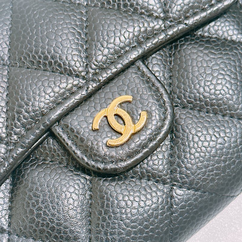 TW4843 Chanel 香奈兒 經典 三摺疊 短銀包 黑金 荔枝皮 Classic Flap Short Wallet Caviar Black x GHW-7